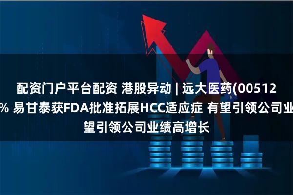 配资门户平台配资 港股异动 | 远大医药(00512)再涨超4% 易甘泰获FDA批准拓展HCC适应症 有望引领公司业绩高增长