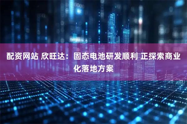 配资网站 欣旺达：固态电池研发顺利 正探索商业化落地方案